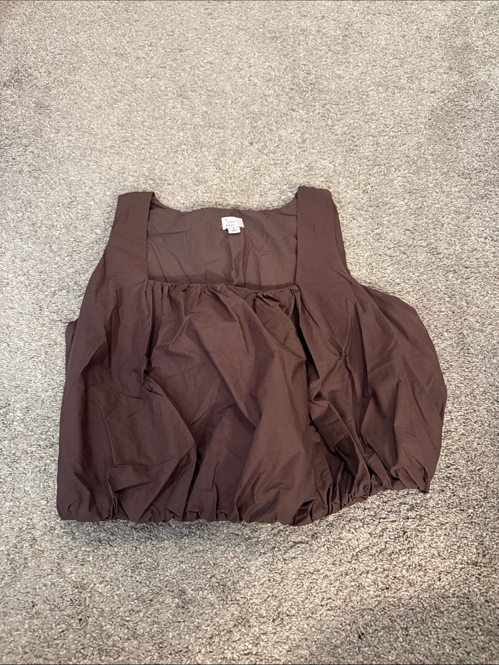 a new day Brown Sleeveless Square-Neck Bubble Hem Tank Top